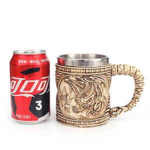 Vikingo calavera dragón resina calavera taza 3D taza Halloween venta al por mayor Steampunk <span class=keywords><strong>Detective</strong></span> calavera café tazas de acero inoxidable - Product Image 3