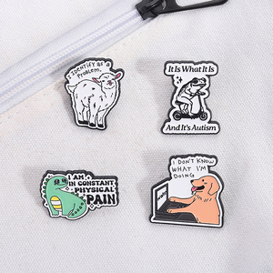 Spille Golden Retriever lavorando non so cosa sto facendo smalto Pin costante dolore fisico dinosauro spilla distintivo risvolto - Product Image 3