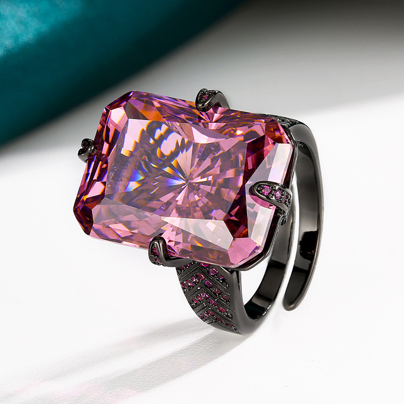 open size Black gold dried rose ring