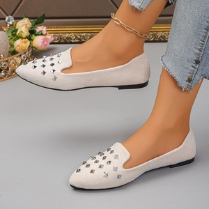 Nuove <span class=keywords><strong>Ballerine</strong></span> <span class=keywords><strong>Bianche</strong></span> da <span class=keywords><strong>Donna</strong></span> 2026 con Punta Affusolata, Slip-On con Cristalli e Pois, Leggere, Trendy, Casual e Comode per l'Autunno - Product Image 3