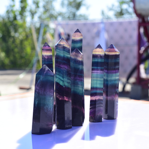 Commercio all'ingrosso Naturale Arcobaleno Intagliato Terminato Fluorite Cristallo Di Quarzo Punti - Product Image 2