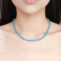 Collier en opale de laboratoire 4 mm, chaîne tennis en argent sterling 925, design de niche unisexe pour femmes et hommes, bijoux fins, plaqué rhodium