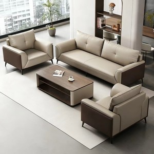 Ensemble de canapés de <span class=keywords><strong>bureau</strong></span> en cuir de luxe moderne, canapé de réception 3+1 places avec table basse, mobilier de <span class=keywords><strong>bureau</strong></span> commercial - Product Image 1
