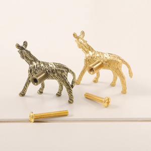 Tirador de latón macizo con forma de burro para puerta y armario, diseño de silueta animal, para sala de estar, dormitorio infantil, armario, gancho de pared de un solo orificio - Product Image 4
