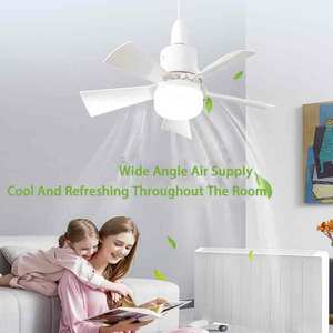 Socket Fan <strong>Light</strong> Ceiling Fan 3-Color <strong>Bulb</strong> Screw Remote Control Dimmable LED Ceiling Fan With <strong>Light</strong> - Product Image 5
