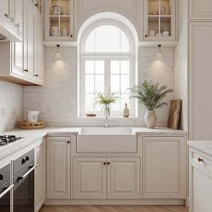 Gabinete de Pared con Puerta Plana para Cocina, Estilo Francés de Lujo Ligero, Tablero de Pino Europeo SANTOPOVA, Estructura de Madera Maciza - Product Image 2