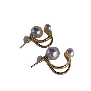 Boucles d'oreilles en argent S925, accessoires de perles DIY avec support vide, boucles d'oreilles à double perle, tendance, perles rondes de 6 à 9 mm, 21487 - Product Image 5
