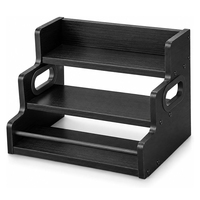 El Mejor Estante Organizador de Especias de Bambú Negro de 3 Niveles para Cocina, Soporte para Almacenamiento de Condimentos