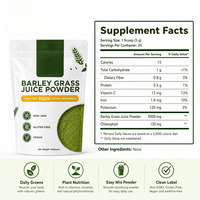 Poudre de jus d'herbe d'orge Bioby OEM en gros 100g Végétalien Sans gluten NON-OGM Favorise la fonction cognitive Relaxation Green food quotidien