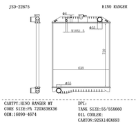 Pièces détachées et accessoires JD 22675 Radiateurs pour HINO RANGER MT Radiateur 16090-4674 Autopartes Radiateur