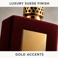 Flacon de parfum vide en verre rouge velours personnalisé avec bouchon doré et coffret cadeau de luxe, flacon pulvérisateur rechargeable de style arabe en gros