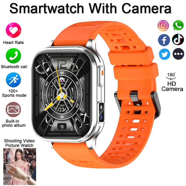 2026 New Smart Watch with Camera Flashlight, Heart Rate Sports Bracelet Headset Local Music Bluetooth Talk Smartwatch Men Women