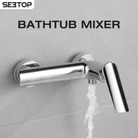 Mitigeur de douche mural monofonction pour salle de bain, finition chrome poli, poignée unique, en cuivre et céramique
