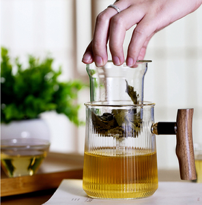 Japanese-Style Eco-Friendly Heat-Resistant <b>Glass</b> Tea <b>Cup</b> with Wooden Lid Water Separation Office Filter Stocked - Product Image 2