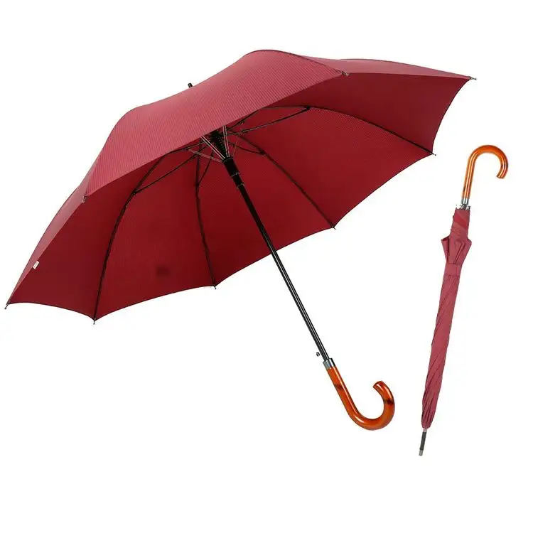 Top Quality Straight Style Metal Frame Plastic Handle 23"auto Stick Umbrella