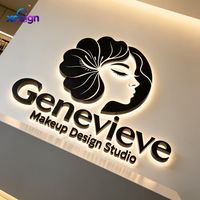 Enseigne LED 3D personnalisée en acrylique rétroéclairée, transformateur, canal en acier inoxydable, identification métallique pour bâtiments commerciaux et bureaux