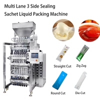 Machine d'emballage VFFS 2-8 voies pour liquides, pour sachets d'échantillons, bain de bouche, tonique facial, boisson vitaminée, 30 coupes/min, scellage 4 côtés