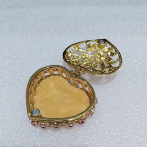 Men Tinh Tế Kim Loại Hoa Hình Trái Tim Đính Hộp Cao Cấp Công Chúa Pha Lê Trang Sức Lưu Trữ Hộp Cho Quà Tặng Đám Cưới Các Mặt Hàng - Product Image 2