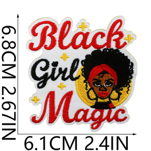 Adesivo de Tecido Bordado Preto em Poliéster com Tema de Desenho Animado, Patch de Coroa de Rainha para Roupas de Meninas Negras, Aplicação a Ferro - Product Image 4