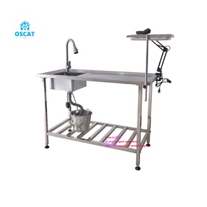 OSCAT Et-28 Veterinary Equipment Large Veterinary <strong>Autopsy</strong> Table 304 Stainless Steel Construction with Built-In Sink - Product Image 1