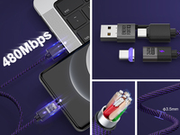Cable SIKAI de 240W con Trenzado de Nailon, USB-A/C a Conector Magnético Intercambiable Micro/Tipo-C para Android/Apple, Cable Cargador Todo en Uno