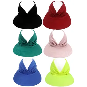 FF1461 Summer UV Protection Beach Sun Hat Tennis Golf Sport Cap Womens UPF 50+ Wide Brim Sun Visor Hat