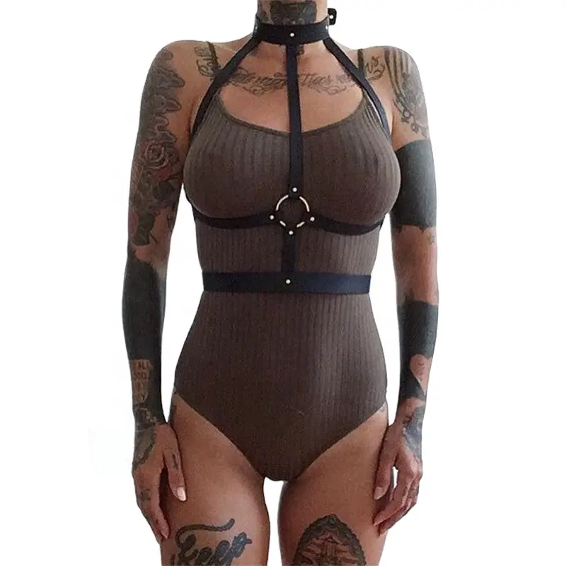 Vrouwen Lederen Verstelbare Riem Op Harnas Sexy Lingerie Bodysuit Bondage Jurk