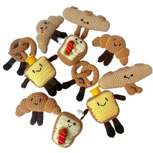 Portachiavi <span class=keywords><strong>con</strong></span> Ciondolo a Forma di Pane in Lana e Cotone Lavorato a <span class=keywords><strong>Maglia</strong></span> Fatto a Mano, Ornamento Decorativo - Product Image 1