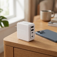 Adaptateur secteur USB C GaN 65W certifié DOE VI 100-240V avec prises interchangeables AU EU UK US