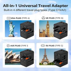 Worldplug Ultimo Adattatore da Viaggio 3AC Gan 70W Caricatore Multipresa Internazionale Universale con Funzione <span class=keywords><strong>Apple</strong></span> Find My - Product Image 5