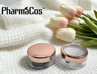 Luxuriöser Roségold-Fensterdeckel 20g Make-up-Probenbehälter mit Sieb & Weichem Puderquasten - Aufbewahrung für Lidschatten/Rouge-Proben