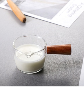 Qwz — nouvelle tasse en verre à poignée en bois, 50, 80ml, gobelet de mesure du lait, café, classique, à <span class=keywords><strong>bec</strong></span> unique - Product Image 6