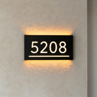 Plaque de porte lumineuse moderne, signalétique rétroéclairée par LED, numéro de chambre pour hôtels, appartements, bureaux, plaque de porte en acrylique