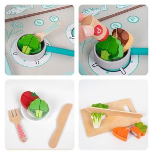 Ensemble de cuisine en bois pour enfants de 3, 4 et 5 ans, avec accessoires de rangement et de cuisson, pour filles et garçons - Product Image 2