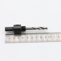 Foret de centrage bimétallique 3/8" HSS 4241 4341 6541 pour 14-30mm, finition oxyde noir, longueur totale 120mm, queue hexagonale