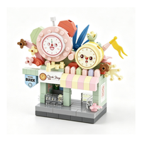 Blok Bangunan Miniatur Pemandangan Kota 6 Model Partikel Kecil DIY Perakitan Model Toko Edukatif Dekorasi Meja Mainan Hadiah untuk Anak-anak