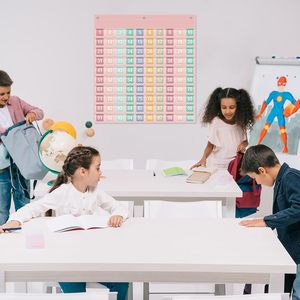 Tabla de Cien Números con Bolsillos, 100 Tarjetas de Números de Doble Cara, Herramienta de Aprendizaje de Matemáticas Rosa para Niños, Educación en Conteo - Product Image 4