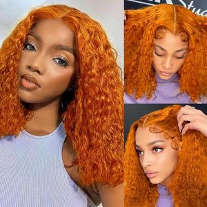 Fournisseur en gros de perruques en cheveux vietnamiens naturels, perruque longue à double trame 13x4 en cheveux humains, vague profonde, orange bouclé, sans colle, perruque en dentelle HD - Product Image 2