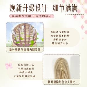 Perruque Baroque Dream Lolita à boucles dorées, double queue de cheval, coiffure complète avec nœud rose, style poupée, sans colle, pour cosplay - Product Image 2