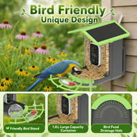 Mangeoire à oiseaux solaire intelligente avec caméra et objectif 4MP, vision nocturne couleur, reconnaissance d'oiseaux par IA, ABS