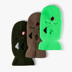 Vente en gros 100% acrylique hiver cyclisme <span class=keywords><strong>masque</strong></span> de ski cagoule rappeurs broderie logo <span class=keywords><strong>masque</strong></span> complet 3 trous tricoté Skimask - Product Image 2