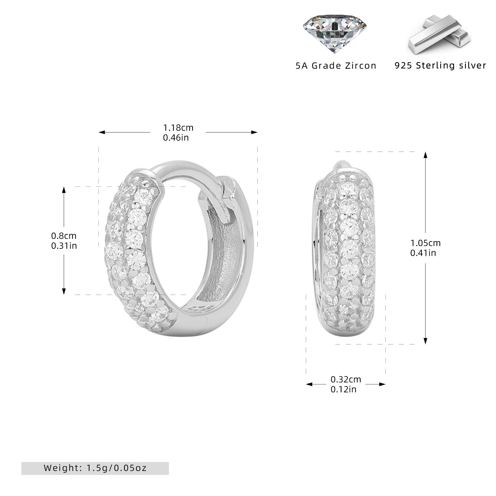 Placcato platino 8mm