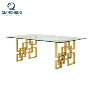 QIANCHENG Bàn Kính Vàng Phong Cách Thổ Nhĩ Kỳ Nhà Cung Cấp Đồ Nội Thất Sang Trọng Bàn Cà Phê Làm Tổ Hiện Đại - Product Image 4