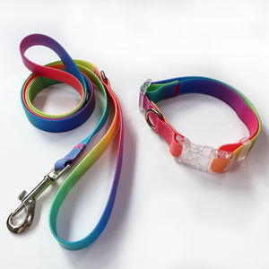 Regenbogen-PVC Freihändige Verstellbare Silikon-Hundeleine & Mehrfarbiges Polyester-Halsband-Set - Personalisierter Aufdruck - Product Image 4