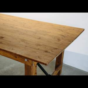 Table de ferme pliante en bois de pin recyclé massif de qualité à vendre - Product Image 2