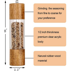 Set di smerigliatrici per sale e pepe in legno massello di alta qualità macinapepe e sale colorati manuali per pentole da cucina - Product Image 3