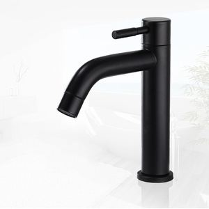 Grifo de lavabo moderno de un solo manípulo, montado en el encimera, de acero inoxidable, para lavabo de baño. - Product Image 3
