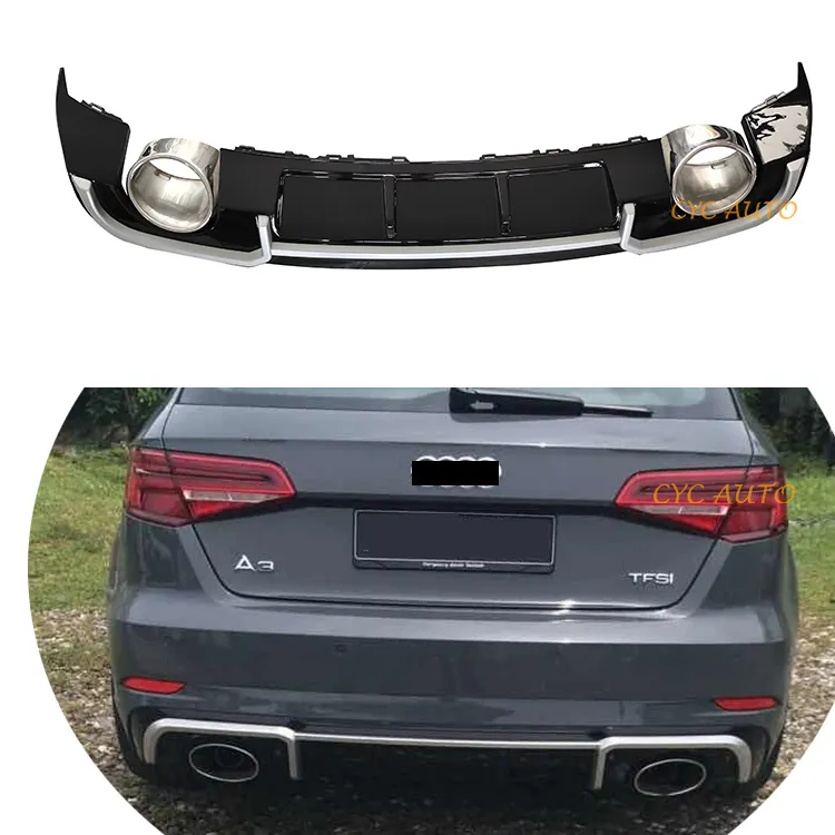 Upper RS3 look rear diffuser for Audi A3 8V S3 Hatchback Sedan SPORT Sline Normal car 2013 2014 2015 2016 2017 2018 2019