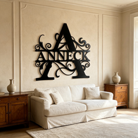 Enseigne en métal personnalisée avec nom en lettres noires résistantes à la rouille, OEM ODM, pour décoration extérieure de porche