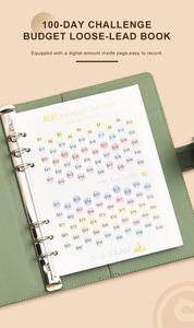 Custom Logo <b>A5</b> Budget Binder with Cash Envelopes PU Leather Money Saving <b>Planner</b> with 100 Days Loose-leaf Binding for School Use - Product Image 6